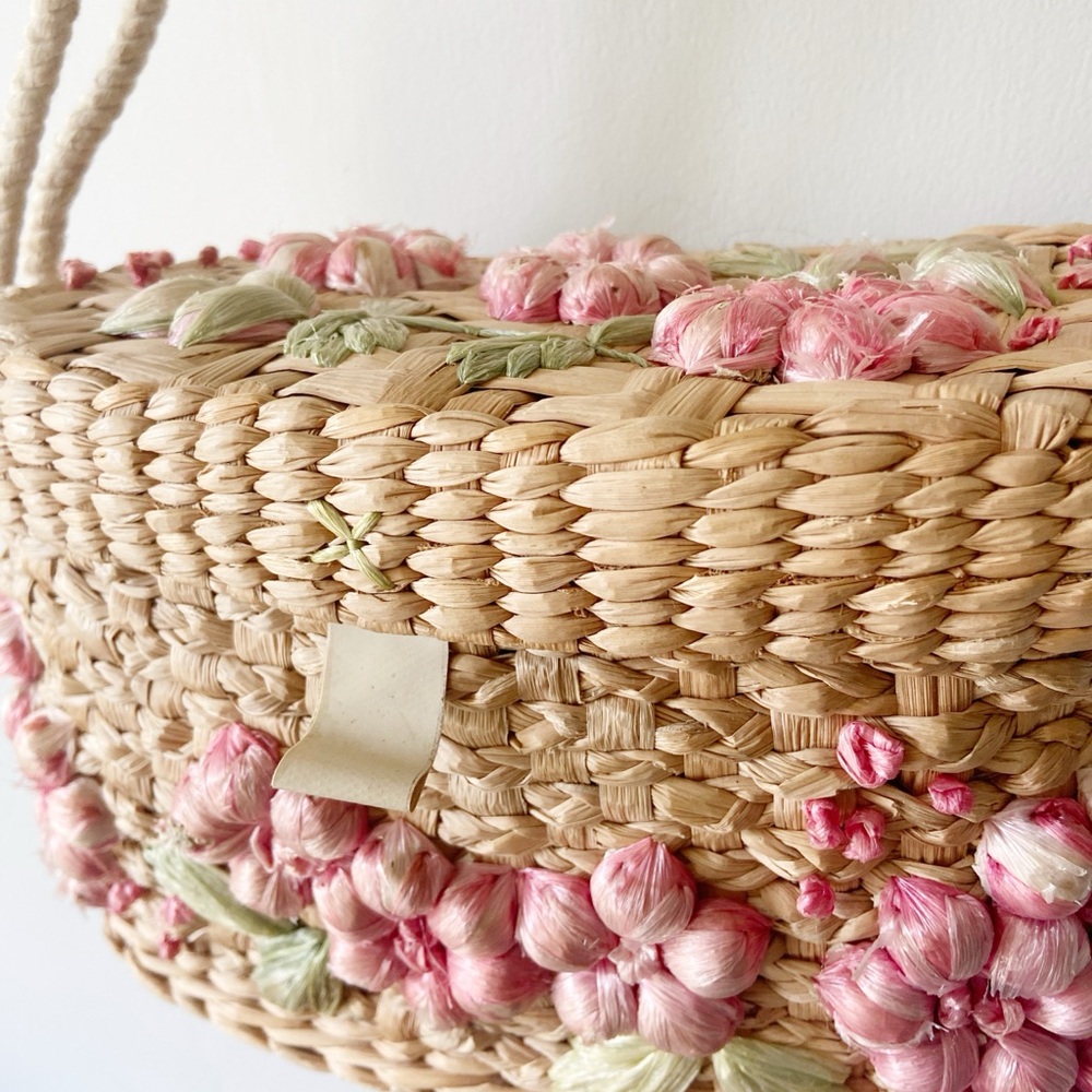 Vintage Floral Straw Bag